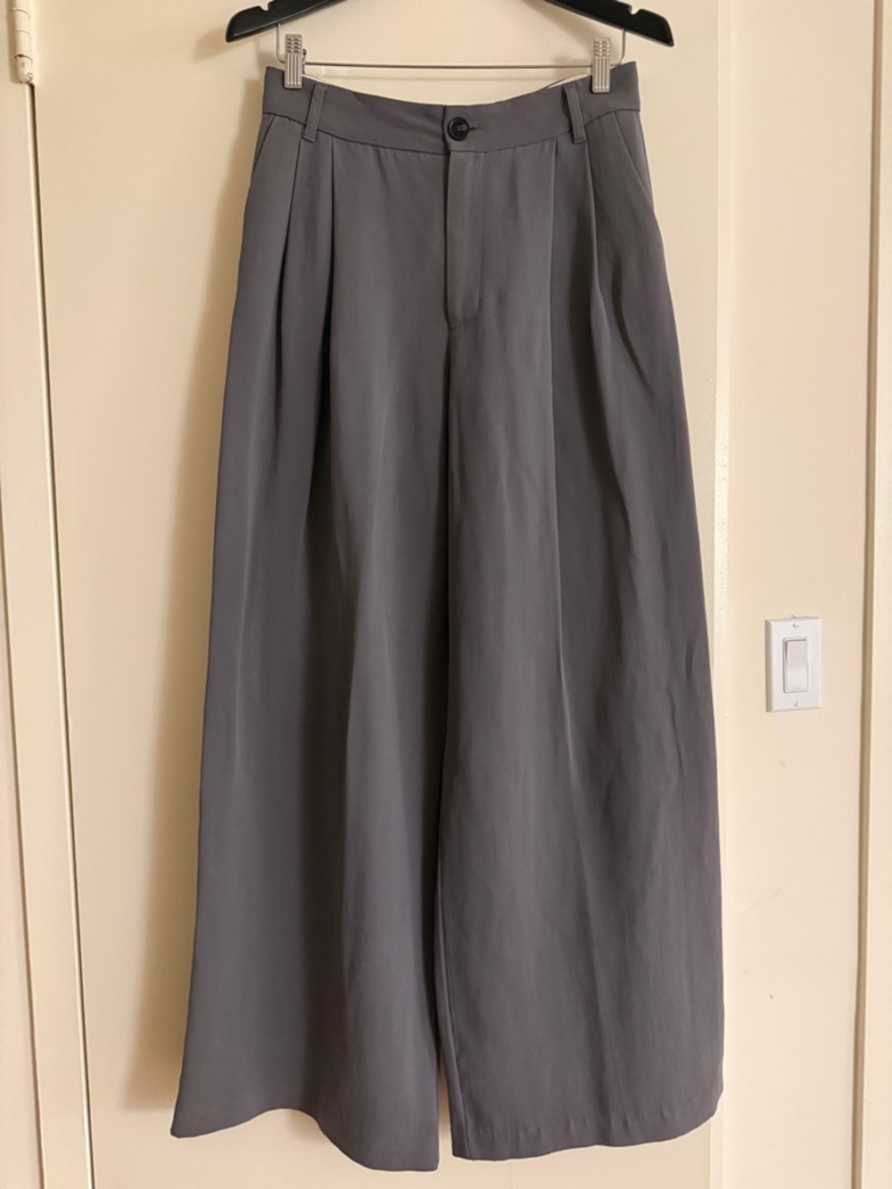 Zara Wide Leg Pleated  Pants - Gray